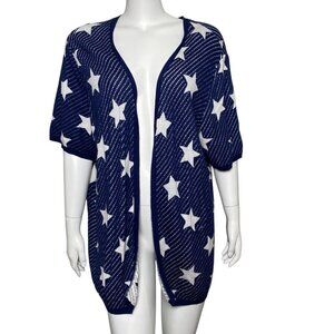Lane Bryant Open Front Cardigan Sweater Womens Size 18 / 20 Short Sleeve Stars